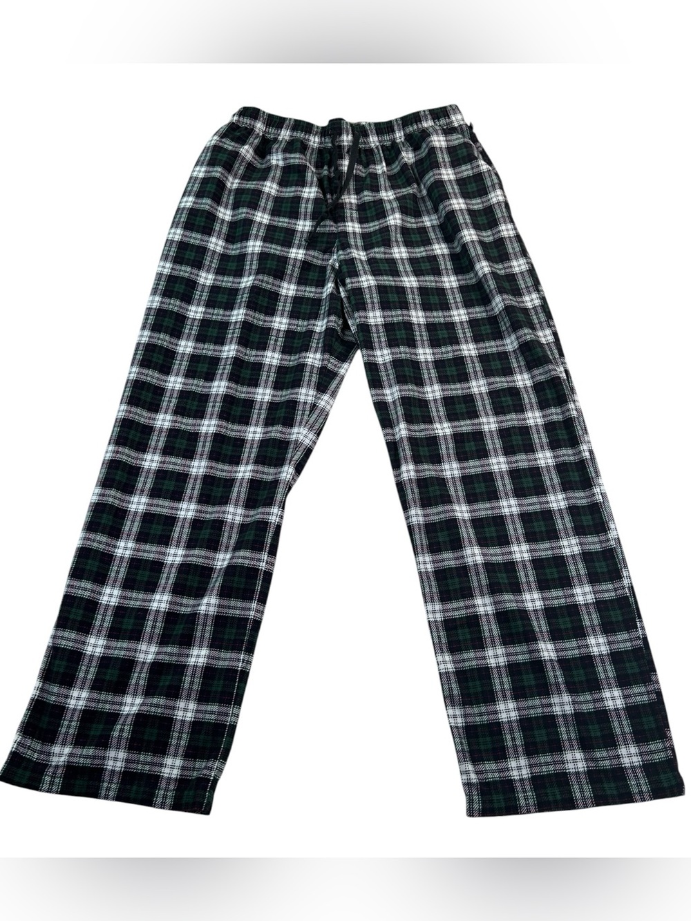 Tommy Hilfiger Men’s L Plaid Microfleece Pajama Pants Green Navy Tartan Lounge